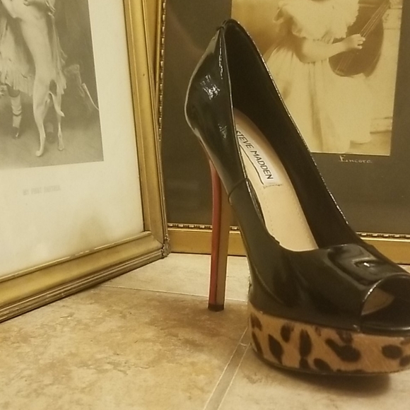 Steve Madden 7.5 leather upper cheetah platform - Picture 11 of 12